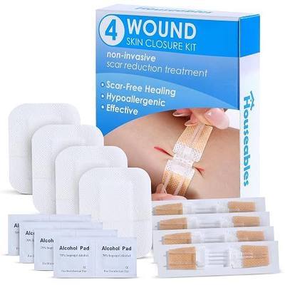 Zip Stitch, Wound Closure Kit, Butterfly Bandages, Zip Tie Bandages 4 Pack | Houseables Laceration Closure Strips, Butterfly Stitches for Wounds, Laceration Kit, Suture Bandage, Emergency Skin Zipper