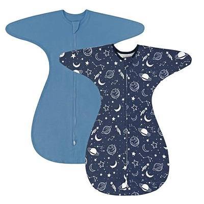ZIGJOY Swaddle Sleep Sack 6-12 Months, 1.0 Tog Cotton Baby Swaddle Blanket | 100% Cotton - Soft & Breathable & Non-shrink, 2-way Zipper for Easy Diaper Changes, Long Sleeves Allow Self-soothing