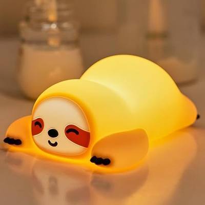 OkiyiD Sloth Night Light, Cute Sloth Gifts, Dimmable Silicone Animal Nursery Lamp, Adorable Rechargeable Squishy Night Light Touch Lamp for Girls Boys Room Decor