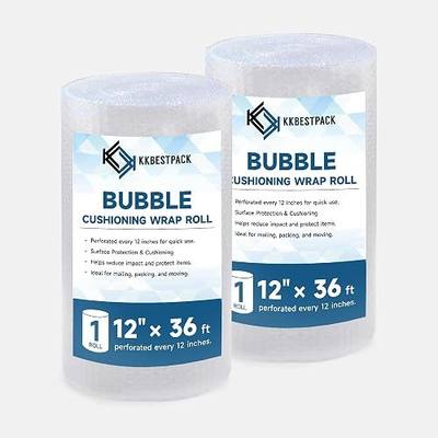 2 Pack Bubble Cushioning Wrap 12 inch x 36 Feet - Large Plastic Packing Roll for Moving Boxes & Shipping Supplies - Moving Supplies, Perforated Every 12 Inch, Total 72 Feet