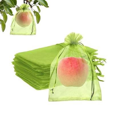 100PCS Fruit Protection Bags, 6x9 Inch Green Fruit Netting Cover Bags Drawstring Mesh Fruit Protectors Pest Barrier for Plant Fruit Flower Veggies Garden