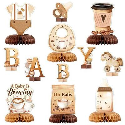 ANGOLIO 12Pcs Coffee Baby Shower Party Decorations Honeycomb Centerpieces | A Baby Is Brewing Coffee Themed Table Centerpieces, For Boy Girl Gender Reveal, Baptism Party Supplies, Birthday Celebration
