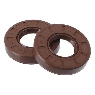 Universal Oil Seal TC Double Lip W Steel Spring Seal Ring Rotary Shaft Seal 25x52x10mm High Pressure FKM Rubber Brown 2 Pcs