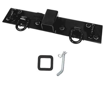 Mytee Products 5-1/2"x22" Black Tractor Bucket Grab Hooks Bolt 2" Hitch Receiver for Deere 1025R 2320 2520 2720 2025R 2032R 2038R 3032E 4010 Tractor Bolt on Plate w/D-Ring & Grab Hooks - 4,700 lbs