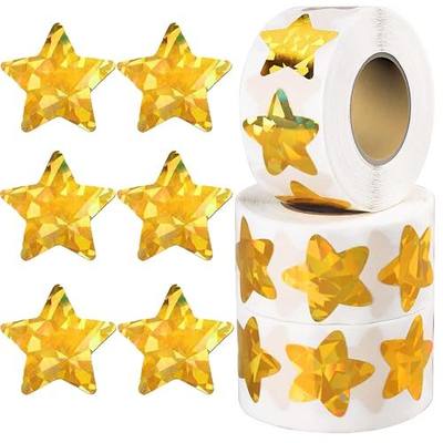 1500 PCS Holographic Gold Star Stickers for Kids Reward, Self Adhesive Sparkly Foil Star Stickers for Behavior Chart, Student Planner and School Classroom Teacher Supplies (1" Each)
