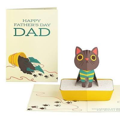 Lovepop Thanks for Putting Up with My Crap Pop Up Card - 3D Funny Cat Lover Greeting Card for Dad, Husband, Grandpa, Stepdad (Father's Day) 5x7 with Envelope