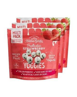 Nature's Garden Probiotic Strawberry Yoggies 21oz (30 x 0.7oz) Pack of 3 - Strawberry Yogurt-Covered Fruit Bites, High Fiber, Real Fruit Pieces, No Artificial Flavors or Colors, On-the-Go Snack for Adults & Kids