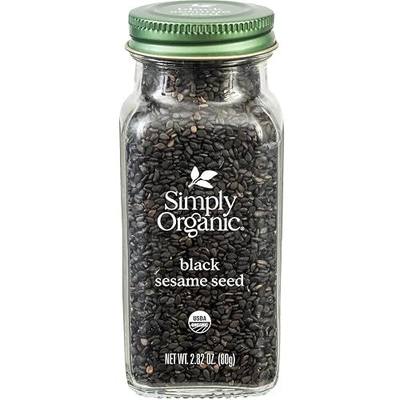 Simply Organic Black Whole Sesame Seed, 2.82-Ounce Jar, Pure, Organic, Un-Hulled, Crunchy, Nutty Umami Flavor, Toasty & Smoky