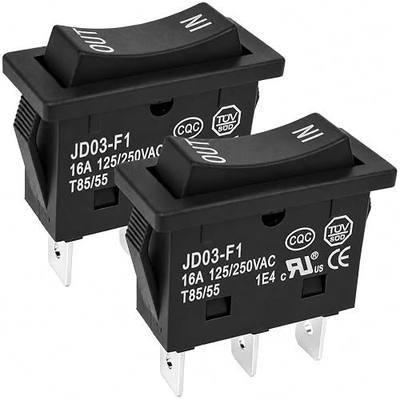 2-Pack JD03-F1 KCD4-3NC Rocker Switch 16A 125/250VAC 3-Pin/3-Position Double Side Momentary ON/Off Switch for Power Tools, Marine Equipment & Industrial Controls