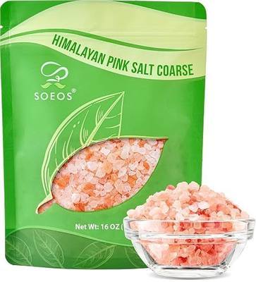 Soeos Coarse Pink Salt, Coarse Grain, 16 oz, Kosher Salt for Grinder Refill