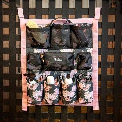 Jeffers Expression Trailer Door Horse Grooming Caddy, Easy Hang Portable Equestrian Organizer, Mesh Pockets, Zippered Compartment, Padded Pockets for Brushes, Water Bottle, Accessories - Rose Garden