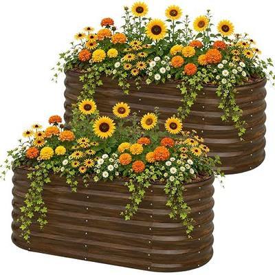 SnugNiture Galvanized Steel Raised Garden Bed Kit - 2 Pack 4x2x2 ft Metal Planter Box for Vegetables, Flowers, Herbs | Easy Assembly, Open Bottom Design for Optimal Drainage