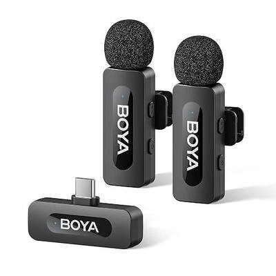 BOYA BY-V20 Wireless Microphones for iPhone 17/16/15 & Android/Laptop with USB-C Port, 328ft Range, 9H Battery Life, Noise Reduction Mini Mic Clip on Lapel Microphone Wireless for Video Recroding