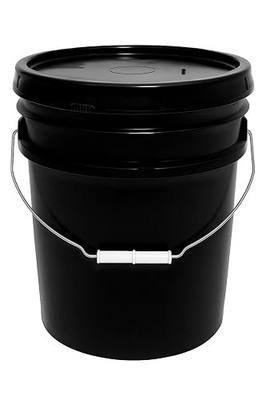 MKS Plastics 5-Gallon Bucket with Airtight Lid – Made in USA, Food Grade BPA Free Plastic, Heavy Duty Multi-Use, Metal Handle with Grip, Stackable Storage – Black, 1 Pack