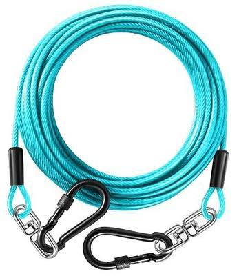 Dog Tie Out Cable 30FT-300Lbs,Heavy Duty Dog Leads Line for Yard with Swivel Hook,Medium Large Dogs Leash&Chains for Outside,Rust Chew Proof Dogs Run Cable for Outdoor Camping (Teal, 30FT)
