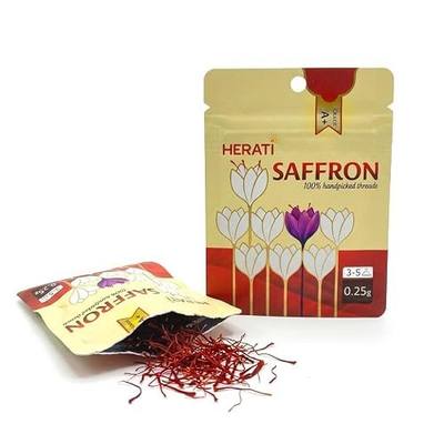 Herati Saffron Super Negin Grade 1 Threads 0.5 Grams Sachet, Award Winning Afghan Saffron Direct From Farm, Hand Harvested Pure All Red Threads For Tea Paella Rice Biryani Golden Milk