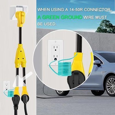 30 Amp Dryer Y Splitter to RV/EV, NEMA 10-30P to 14-50R/10-30R | Splitter Adapter Cord, Dryer 3-Prong 30 AMP Y Adapter Cable for EV Charging at Dryer Outlet, STW 10 AWG, 3 FT, ETL Listed