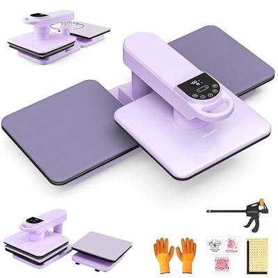 Whubefy Dual Auto Heat Press Machine 15x15, 360° Swing Away Smart T-Shirt Printing W/Auto Release & Auto-Off, Adjustable Pressure & Higher Heating Height for HTV, Sublimation, Heat Transfer Projects