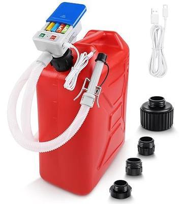 Portable Fuel Transfer Pump for Gasoline & Diesel, 3.2 GPM, Auto-Stop Sensor, 51" Hose, USB Type-C & AA Battery Powered, for RVs, ATVs, Motorcycles, Small Engines & Tractors (Blue)