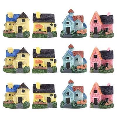 Miniature House 12PCS Mini House Figurine Fairy Garden House Resin House Figurine for Fairy Garden Dollhouse Moss Landscape Decoration DIY Craft Home Decor