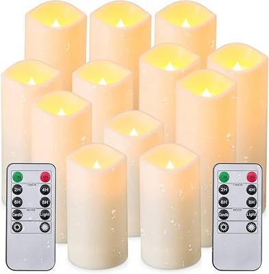 Flameless Candles with Remote Control Waterproof Outdoors & Indoors, Battery Candles with Remote Timer, Decorative Remote Led Candles. (D 2.2''X H 4'' 5'' 6'' 7'') -12-Pack.