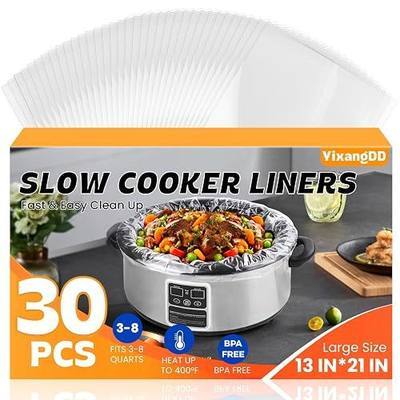 30 Pack Slow Cooker Liners, Large Size 13"x 21" Cooking Bags Disposable Pot Liners, Plastic Slow Cooker Bags Fits 3-8 Quarts, BPA Free, Suitable for Oval & Round Pot