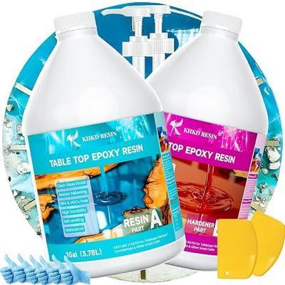 Table Top Epoxy Resin Kit - 2 Gallon Crystal Clear Epoxy Anti-Yellow, Self Leveling, Non-Toxic for Tabletops, Bar Tops & Surface Coat, River Tables, Wood, DIY and Art Resin Casting