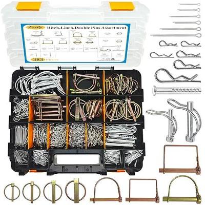 383 PCS Heavy Duty Pin Assortment Kit, Hitch Pins R Clip PIns/Hair Pins/Lynch Pins /PTO Pins/Clevis Pins/Cotter Pins for Trucks Trailers Tractors Mowers 3 Point Accessories, Farm,Lawn and Garden