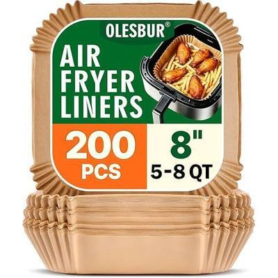 OLESBUR Air Fryer Liners Disposable, 200Pcs 8 Inch Airfryer Paper Liners, Unbleached Parchment Paper for Air Fryer Basket, Non-Stick Air Fryer Accessories, Liners for Baking, Parchment Paper Sheets