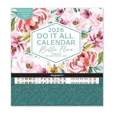 Orange Circle Studio 2026 Do It All Wall Calendar, Bella Flora, Family Monthly and Weekly Planner, Hanging Organizer, Aesthetic for Office, Home or School Use, Magnetic and Nail Hanging Options