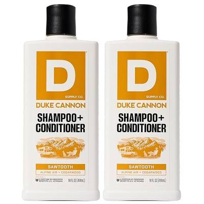 Duke Cannon Supply Co. 2-in-1 Hair Wash - Masculine Scent - Gentle Cleansing Hair Wash For Men - Stimulating Hair Shampoo & Conditioner - Strengthens Hair - Sawtooth - 2 Pack (14 oz)