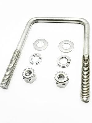 Mighty Fasteners Heavy-Duty 90° U-Bolt | 304 Stainless Steel | 3/8"-16 X 3-1/16" X 3-7/8" Threaded 2" | Marine Trailer Mounting | Includes Flat Washers, Nylon Lock Nut & Split Washers| 12 Pack