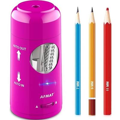 AFMAT Electric Pencil Sharpener, Rechargeable Fully Automatic Pencil Sharpener for Jumbo & Colored Pencils (7-11.5mm), Auto in/Out, Hands-Free, Portable for Home/Classroom/Office PSX6(Purple)