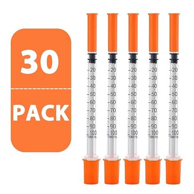 30PACK 1ml Syringes with 29Ga 1/2 Inch Needle, Individually Wrapped Lab Supplies (1CC 29G 1/2" 30PACK)