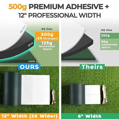 12" x 33ft Artificial Grass Turf Seam Joining Tape 500g Adhesive | Extra Wide Peel-and-Stick Backing For Synthetic Lawn Seam Joining Installation Repair Indoor Outdoor Patios No Glue Needed