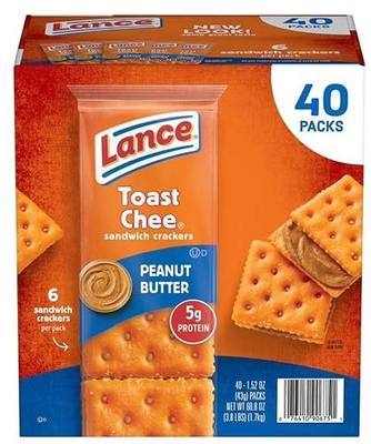 Lance Toast Chee Peanut Butter Sandwich Crackers, (40 Count) Bulk Box
