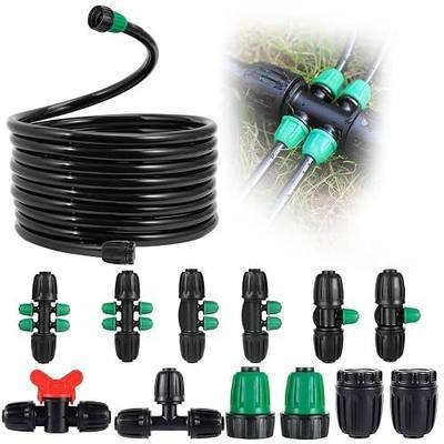 33FT 1/2" Anti-Drop PVC Drip Irrigation Tubing Set(ID 13mm, OD 16mm) | Heavy Duty Main Line Hose for Garden Beds, Comes with Barbed 3/4/6-Way, Tee, End Plug & 1/2" to 1/4" Drip Fittings