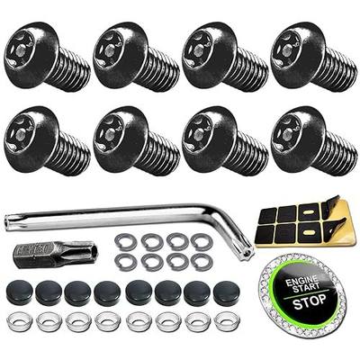 M5 License Plate Screws for BMW & Tesla, M5-0.8x8mm, Black | Anti-Theft, Stainless Steel Car Tag Bolts for Tesla, Rustproof Security Fasteners, With Caps