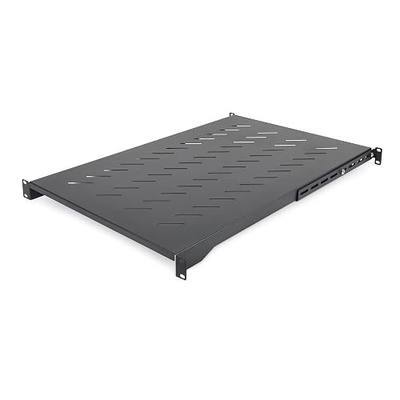 StarTech 1U 4-Post Vented Rack Shelf, 28-34.4in, 150lb (ADJSHELFV-Rack) | Adjustable depth 71.1-87.3cm, 150lb/68kg capacity, Cold-rolled steel, M5 hardware
