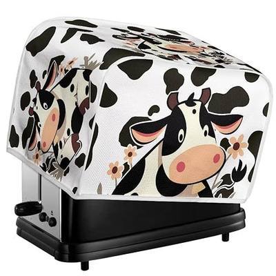 Cow Print 2 & 4 Slice Toaster Cover, Dairy Cattle Small Appliance Covers, Black White Fits for Most Standard 2 & 4 slice Toasters Cover -S