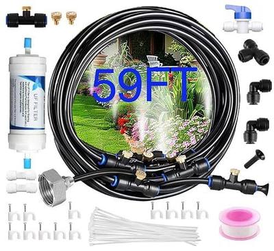 59ft Misters for Outside Patio, Pre-Assembled Chicken Cooling System | Easy to Install, Leak-Resistant Mist Hose Kit, with 3/4" Adapter,20 Brass Nozzles, Filter Gasket Accessories