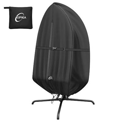 Kipiea Patio Egg Chair Covers Waterproof, Upgraded 500D Outdoor Hanging Egg Chair Covers with Waterproof Zipper, Single Seat Swing Chair Cover, Windproof, Anti-UV, No Tears ( Up to 45" W x 75"H )