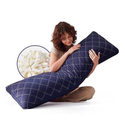 Decroom Memory Foam Body Pillow for Adults, Ultra-Soft Full Body Pillow with Diamond Quilted Cover, Support for Side Sleepers - Machine Washable, 20x54 Inch, Navy Blue