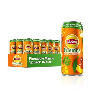 Lipton Fusions, Pineapple Mango Lemonade Iced Tea, 16 Fl Oz Cans (Pack of 12)