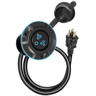 15A/20A Weatherproof Outdoor Power Outlet, Receptacle Outlet,125 Volt NEMA 5-15R, Outdoor Electrical Outlet with Integrated 20-Inch Outdoor Extension Cord 12AWG, Outdoor Outlet Cover