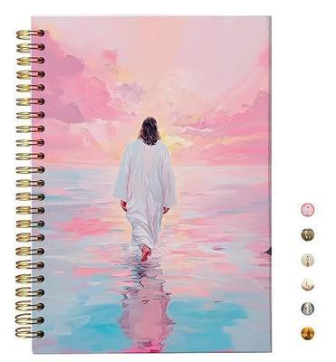 Jesus Christ Spiral Notebook, Jesus Christ Walking on Water, Church Notes Journal, I Will Walk With Christ LDS, Home & Office, Spiral Bound 5.5x8.3