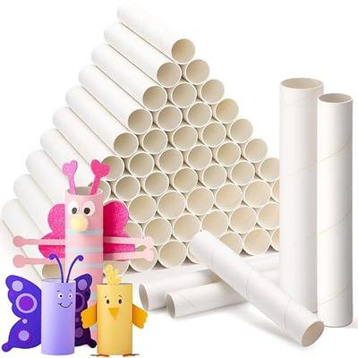 MotiMind 60 Pcs Cardboard Tubes for Craft 2 Size Empty Paper Towel Rolls Cardboard Toilet Paper Tubes Bulk for DIY Projects(White,1.4 x 10 Inch, 1.6 x 10 Inch)