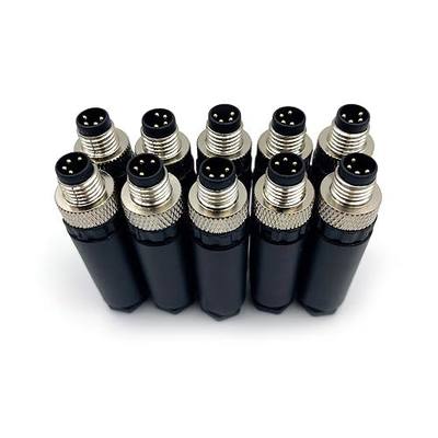 10 Pcs M8 4 Pin Male Connector, IP67 Waterproof Industrial Circular Connector Field Assembly Wireable Adapter Unshielded Straight Type Sensor for Electric Bicycles 60V 4A AC/DC