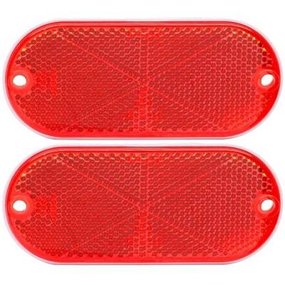 2 Pack Oval Reflectors, Red | Self Adhesive, Drill Mount, Quick Mount SAE, For Trailers Driveways
