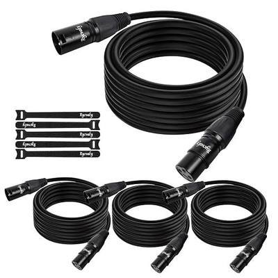 DMX Cable with XLR Connectors,3-Pin Shielded Signal DMX Lighting Cable for Stage Lights, LED Par Cans, DJ Moving Head Par Light & Pro Audio Mic Mixer Recording Studio, 15ft/4 Pack